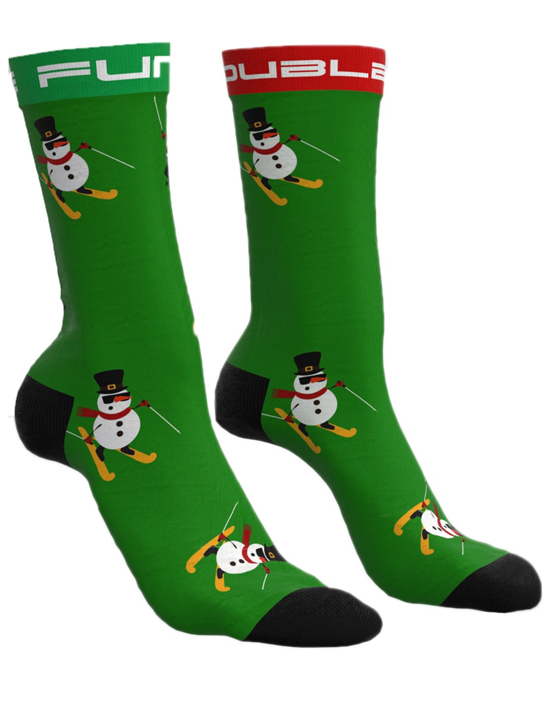 DOUBLE FUN Socks Snow Man Like A Boss Green